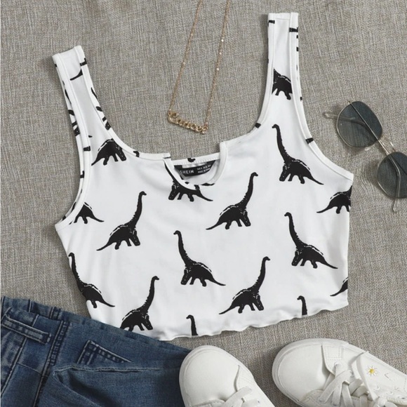 Gamers Dinosaur Puff Sleeve Crop Top
